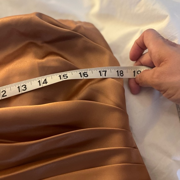 Dessy Gold Butterscotch Evening Bridesmaid’s Prom Dress sz 14 - Picture 11 of 13